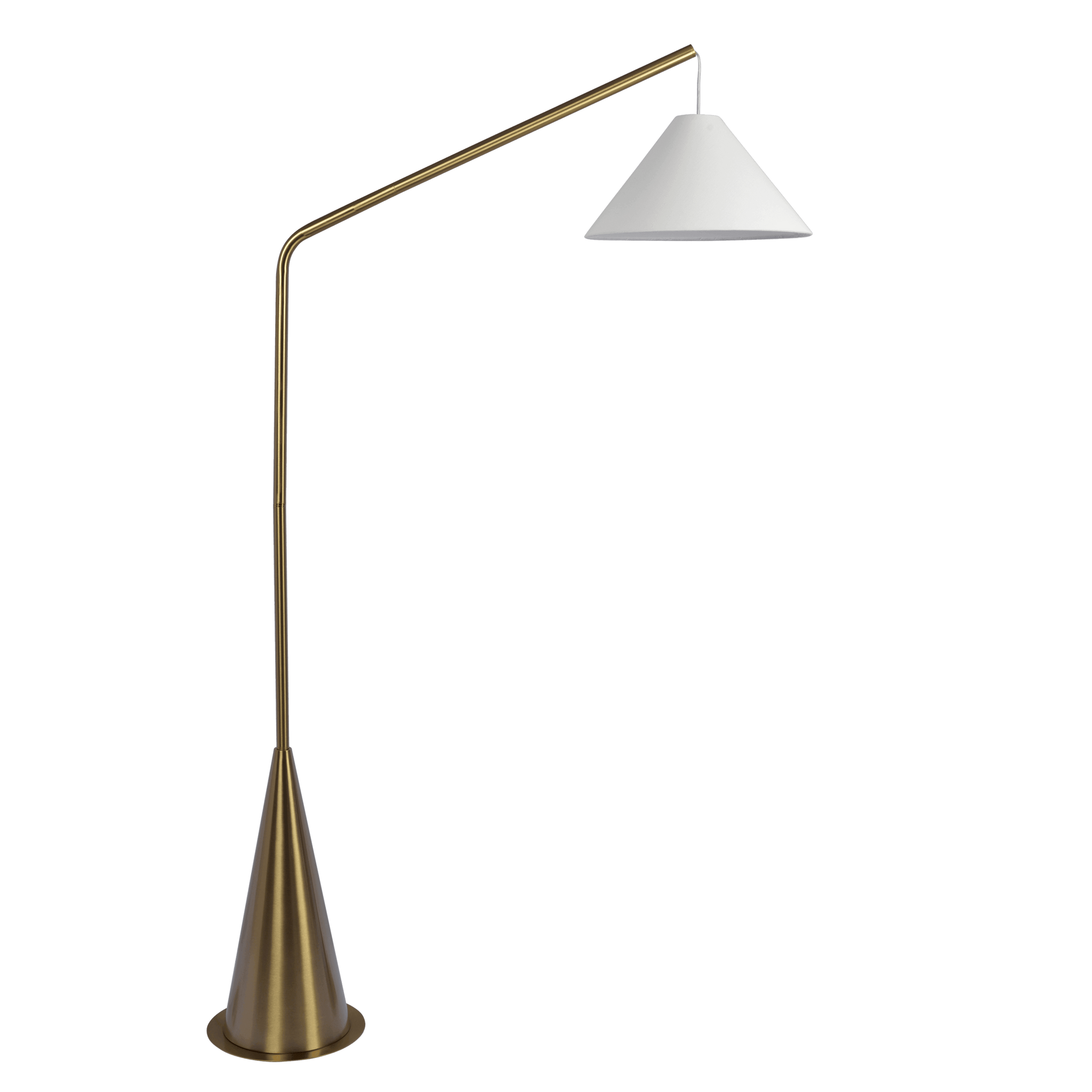 Lisbon Floor Lamp With On Off Switch Coned Base Hanging White Fabric Shade Antique Brass,White Table&Floor Lamps Brass,Fabric