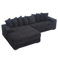 Arrived Oversized Two Piece Couches, L Shaped Sofa, Corduroy, Left Chaise Daybed,With Armrests,Eight Throw Pillows,Corner Sofa,Easy To Assemble, Black Black Polyester Wood Primary Living Space