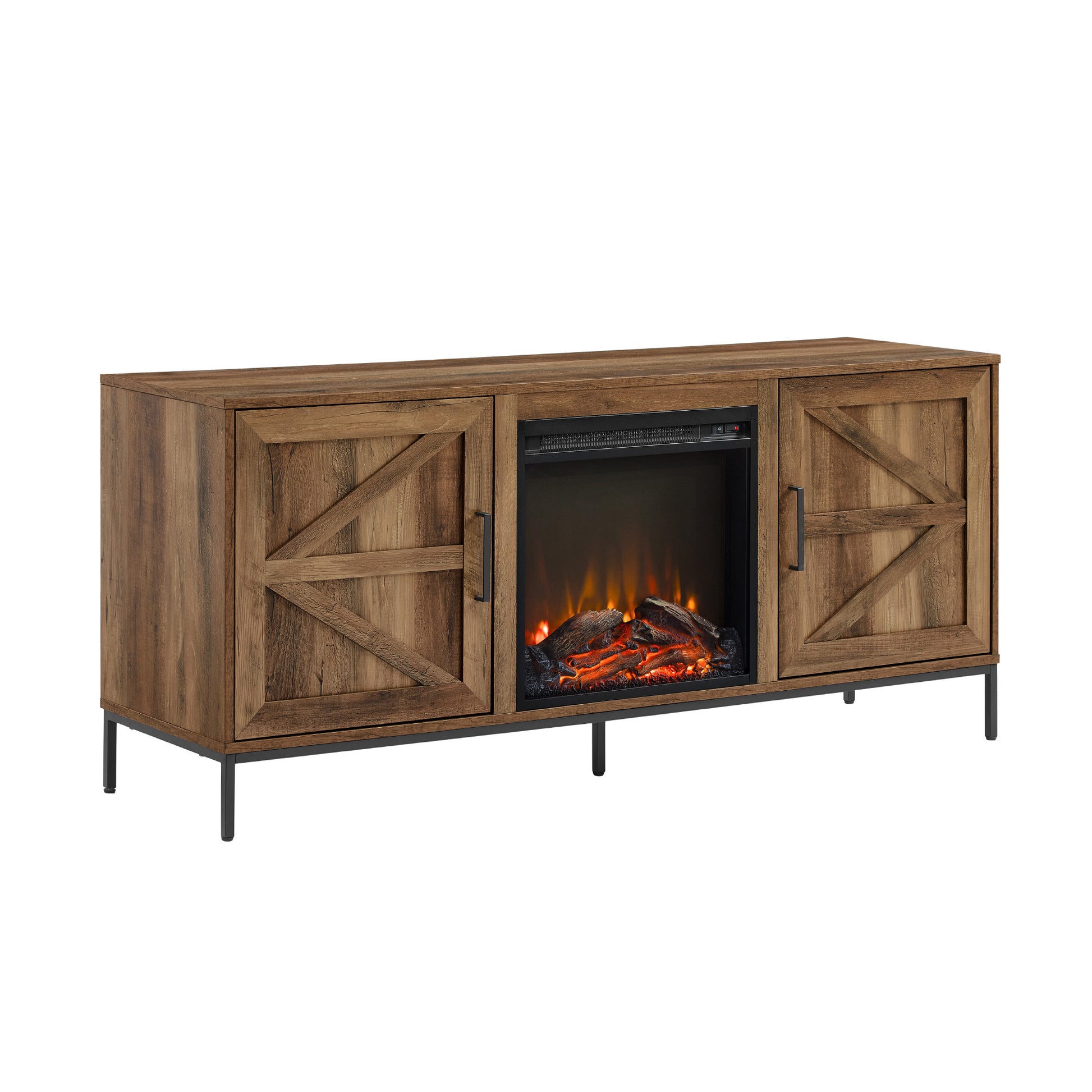 Modern Farmhouse Barn Door Fireplace Tv Stand For Tvs Up To 65 Rustic Oak Oak Mdf Mdf