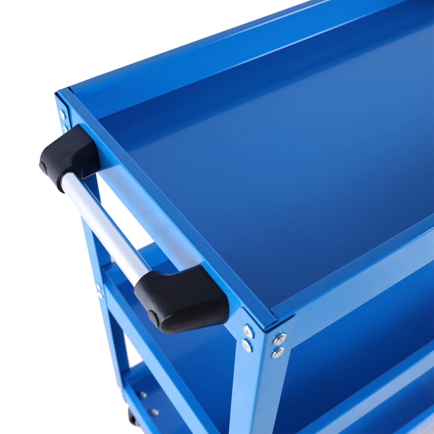 Tool Cart On Wheels, 3 Tier Rolling Mechanic Tool Cart, Heavy Duty Steel Utility Cart W Lockable Wheels, 450 Lbs Capacity Industrial Service Cart For Garage, Warehouse, Workshop Blue Blue Abs Steel