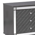 3 Drawer Wooden Nightstand With Diamond Pattern And Mirror Inlay, Gray Gray Solid Wood