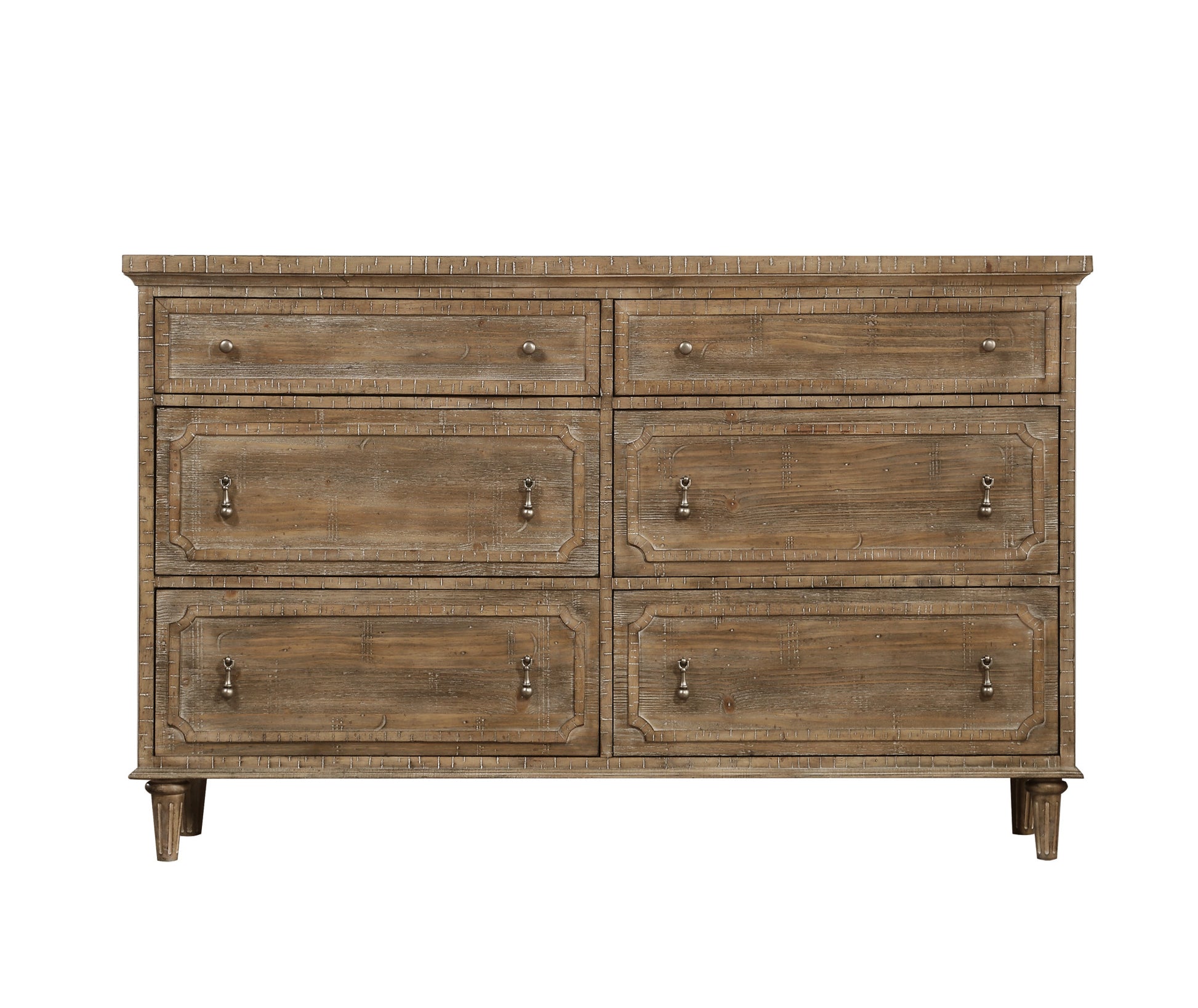 Ludin Taupe 6 Drawer Dresser Taupe Solid Wood