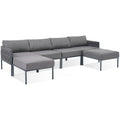 6 Pieces Aluminum Patio Furniture Set, Modern Metal Outdoor Conversation Set Sectional Sofa With Removable Olefin Extra Thick Cushions 5.9