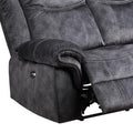 Jimny Domino Granite Power Reclining Sofa Gray Fabric 3 Seat