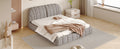 Queen Size Upholstered Platform Bed With Thick Fabric, Polyester, Gray Queen Gray Polyester