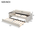 Twin Size Upholstery Daybed With Storage Arms, Trundle And Usb Design, Beige Old Sku:Gx000547Aaa Box Spring Not Required Twin Beige Wood Upholstered