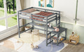 Full Loft Bed With Built In Desk, Ladder Platform, Ladders, Guardrails,Grey Full Grey Bedroom American Design Pine