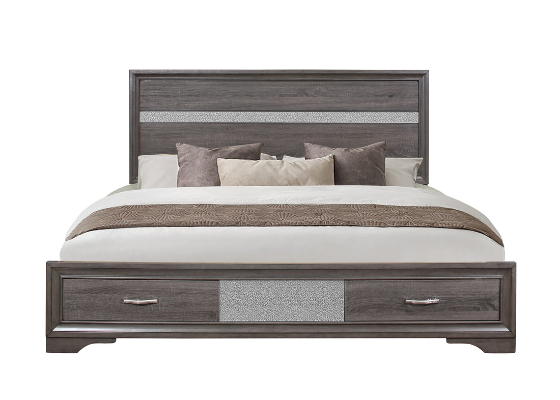 Ryder Sparkle Grey Queen Bed Gray Solid Wood Mdf