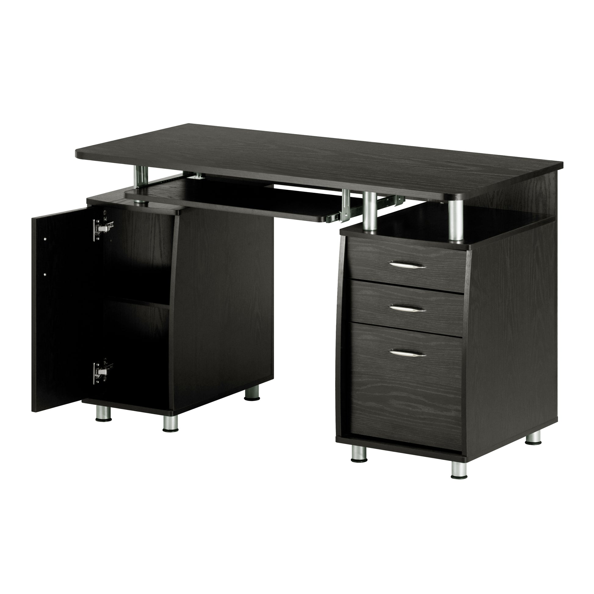 Techni Mobili Complete Workstation Computer Desk With Storage, Espresso Espresso Computer Desk Office Modern Rectangular Rectangular Mdf