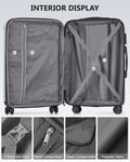 3 Piece Luggage Set With Tsa Lock& Double Spinner Wheels, Expandable For Large Storage Silver Abs