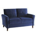 Blue Velvet Upholstery 1Pc Comfort Loveseat Plush Seatbacks Tufted Detail Solid Wood Frame Modern Living Room Furniture Blue Velvet Wood Primary Living Space Modern Flared Arms Solid Wood