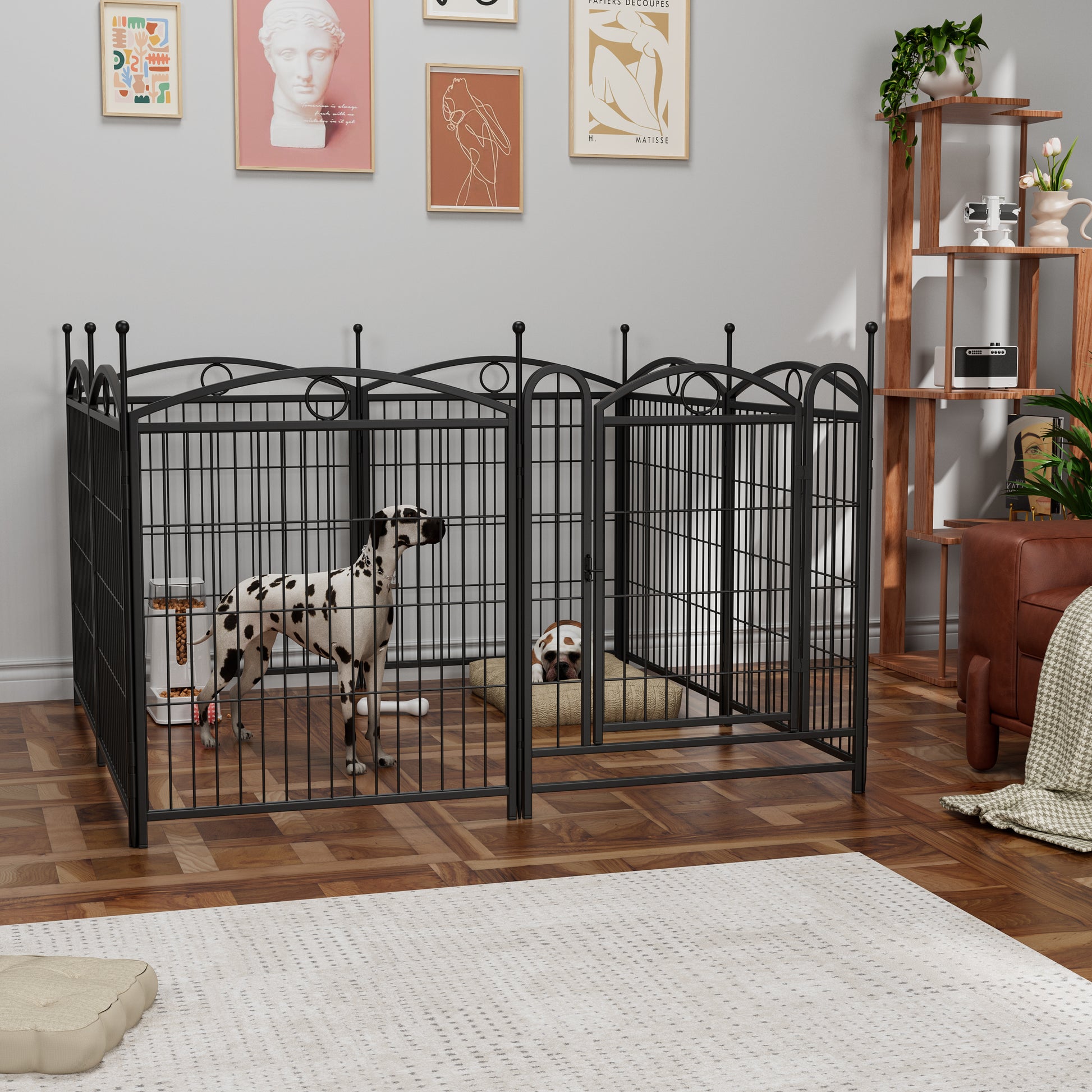 Dog Playpen Indoor 32 Inch 8 Panels Metal Dog Pen Pet Dog Fence Outdoor Exercise Pen With Doors, Heavy Duty Dog Fence Puppy Pen For Large Medium Small Dogs Indoor Outdoor Foldable Pet Exercise Pen