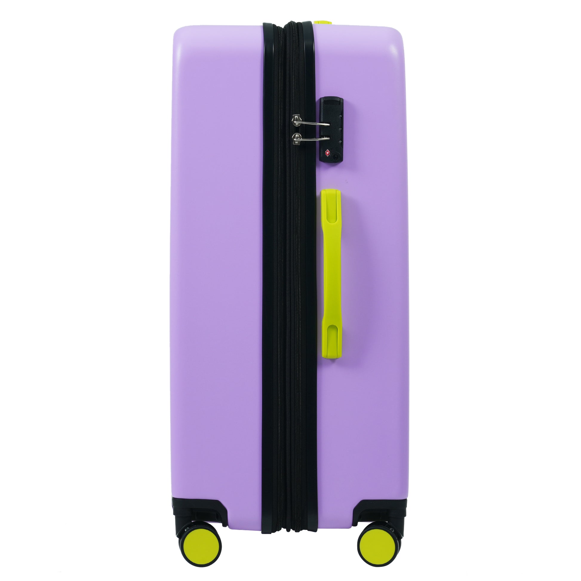 Hardshell Luggage Sets 3 Pcs Contrast Color Suitcase With Spinner Wheels And Tsa Lock 20" 24" 28" Available Purple Abs