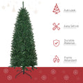 Homcom 6' Tall Unlit Slim Fir Artificial Christmas Tree With Realistic Branches, And 583 Tips, Green Green Plastic