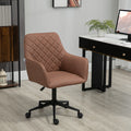 Vinsetto Mid Back Modern Home Office Chair Swivel Computer Desk Chair With Adjustable Height, Microfiber Cloth, Diamond Line Design, And Padded Armrests, Brown Brown Plastic