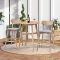 3 Pieces Bar Table Set,Modern Round Counter Height Pub Table, Wooden High Top With Bar Stools Pub Dining Set For Kitchen,Restaurant,Cocktail Bar,Oak Oak Solid Wood Mdf