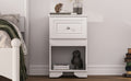 Elegant Design Nightstand With Drawer And Open Shelf For Bedroom, Retro Style Bedside Table With Classic Design And Metal Handle,White White Wood