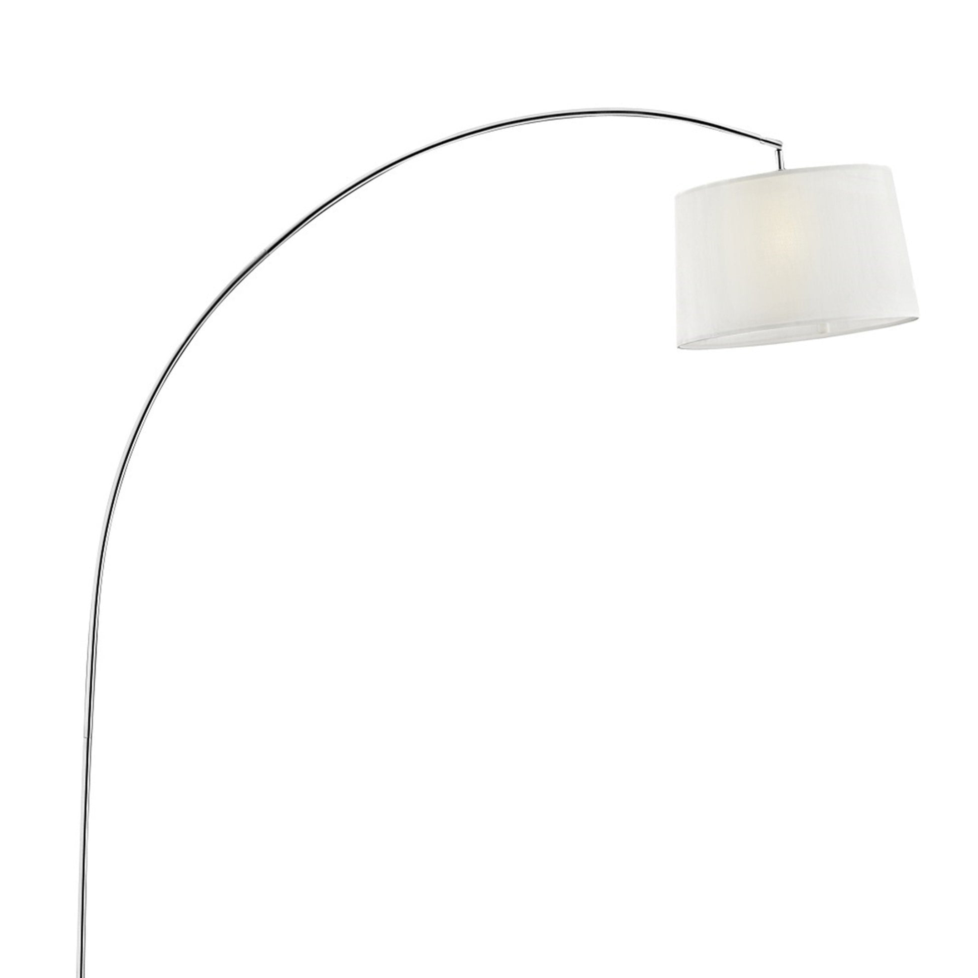 84.5" Tall Metal Arch Floor Lamp "Oma" With Silver Finish, White Fabric Shade Silver Metal