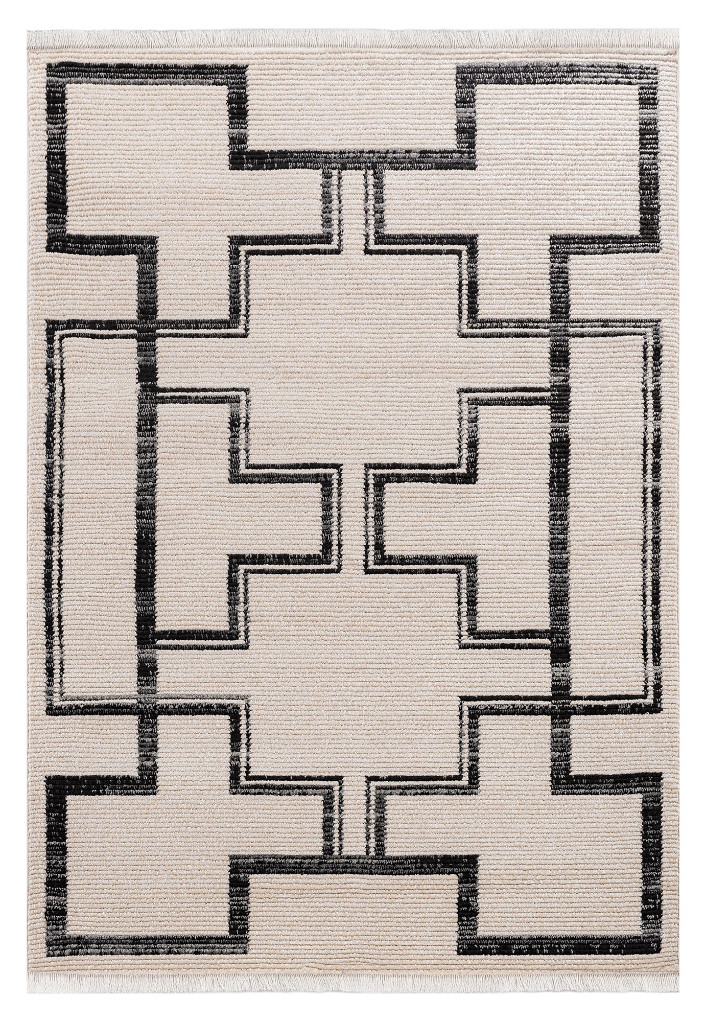 Contemporary, Geometrictextured High Low Cut Pile 9'2" X 12'4" Rectangle Area Rug Ivory Polypropylene