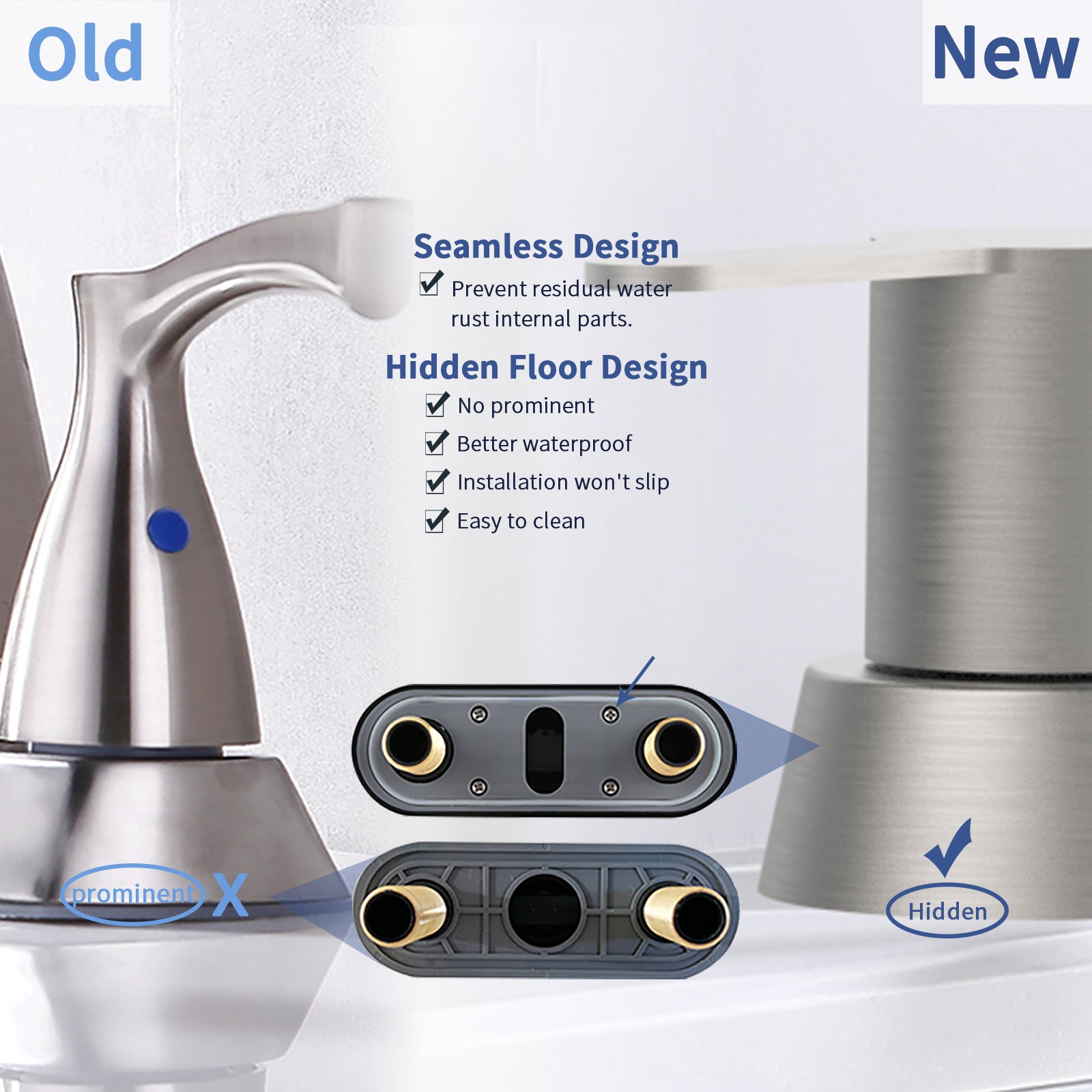 2 Handles Bathroom Sink Faucet, Brushed Nickel Centerset Rv Bathroom Faucets For 3 Hole Brushed Nickel Metal