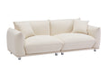 Oversized Loveseat Sofa For Living Room, Sherpa Sofa With Metal Legs, 3 Seater Sofa, Solid Wood Frame Couch With 2 Pillows, For Apartment Office Living Room Beige Beige Foam Fabric 3 Seat