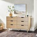 Mid Century Hans 6 Drawer Dresser With Cut Out Handles, Riviera Brown Mdf Mdf