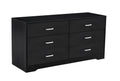 Wood Mdf Boards, 6 Drawers Dresser, Black Black Mdf