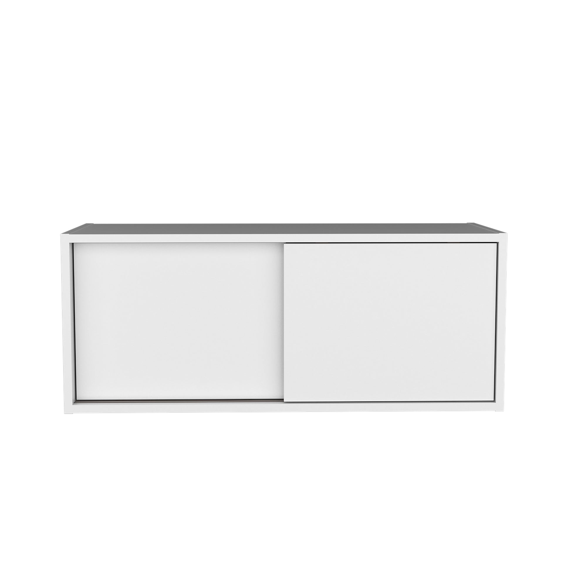 Note 32"W X 13" H Wall Cabinet With Sliding Doorswall Shelf, Storage Cabinet, Bedroom, Office, Living Room, Garage 1 2 Shelves White Office Modern Particle Board