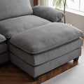 Modular Sectional Sofa With Movable Ottoman,L Shaped Corduroy Fabric Couch With High Supportive & Soft Sponges And Removable Ottoman, Sleeper Comfy Upholstered Furniture For Living Room Grey Grey