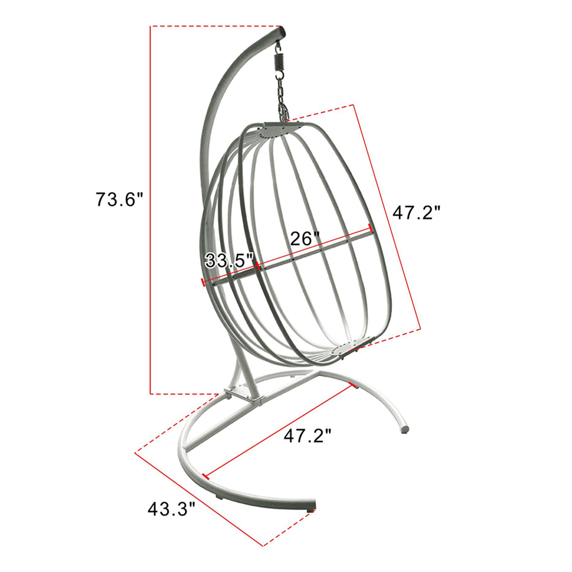 Hanging Egg Chair With Stand, Hammock Swing Chair With Hanging Kit,Orange Orange Rust Resistant Frame Garden & Outdoor Modern Aluminium