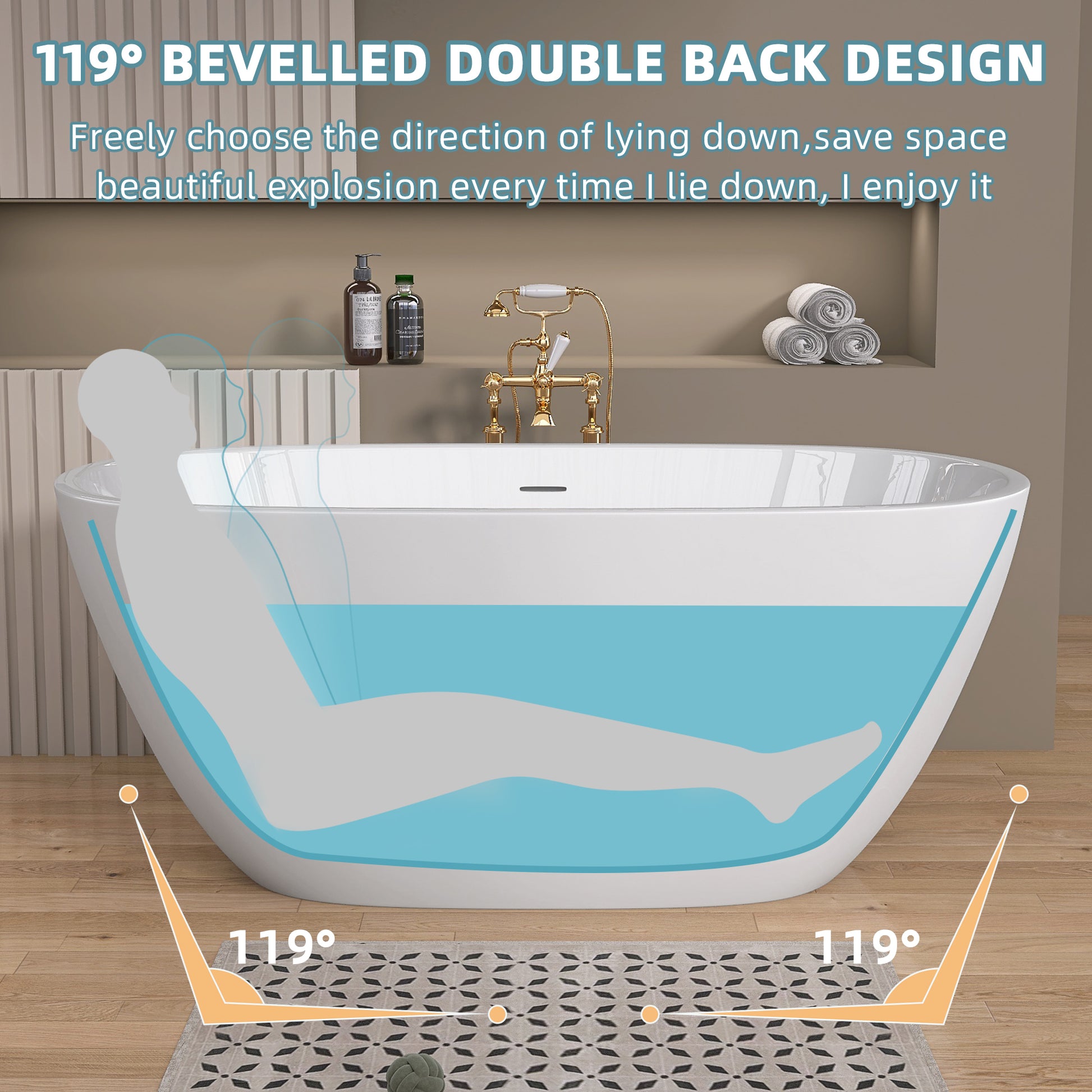 55 Inch Acrylic Freestanding Bathtub Contemporary Soaking White Tub With Overflow And Pop Up Drain Matte White Matte White Oval Bathroom Freestanding Tubs Matte Less Than 59 In Contemporary,Modern Soaking Center Fiberglass Acrylic