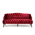 Comfy 3 Seat Sofa With Wooden Legs, Pu, For Living Room And Study Wine Red Velvet 3 Seat