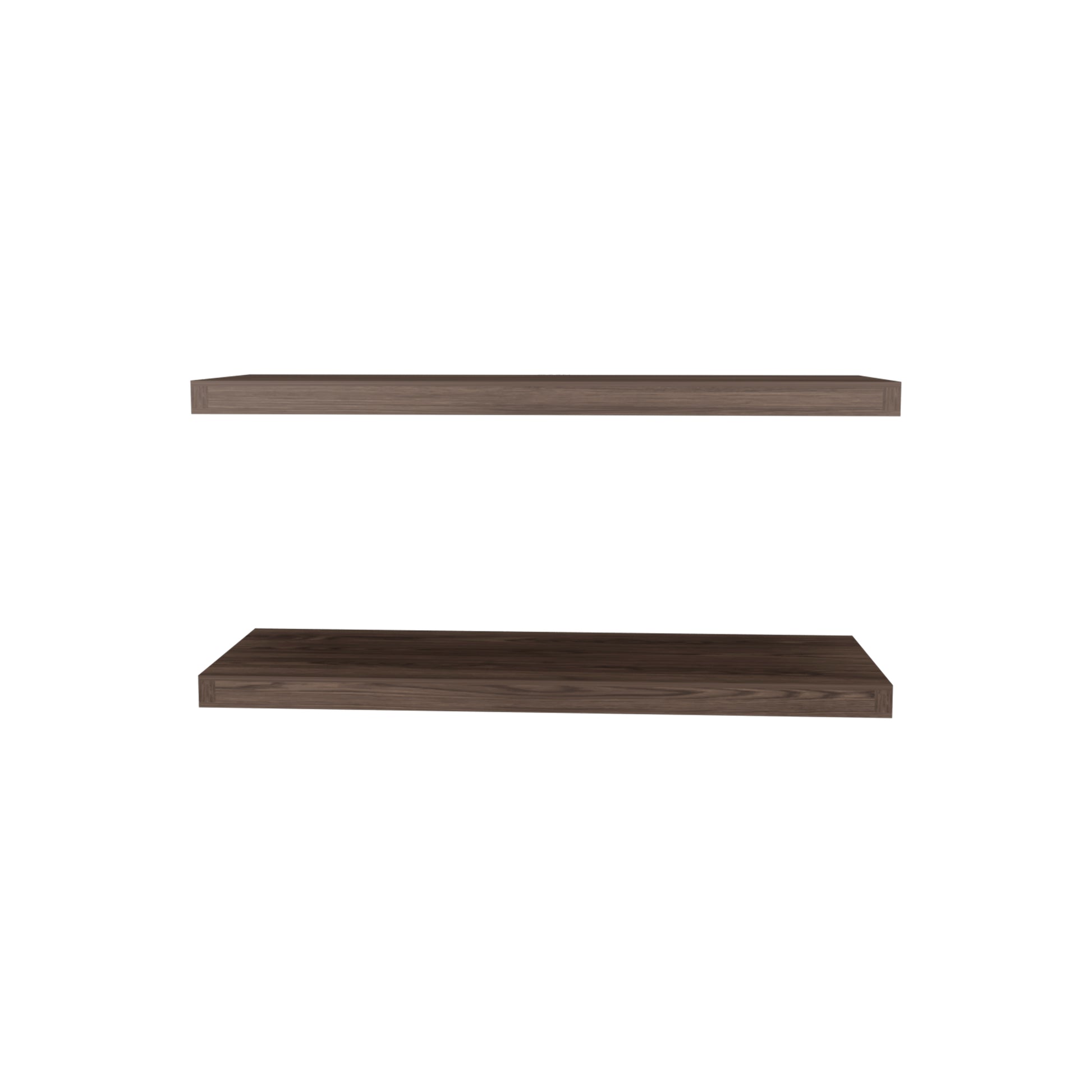 Floating Shelves 1.50" H, 2 Shelves, Walnut Brown Solid Wood Mdf Engineered Wood