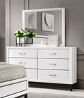 Modern Contemporary White Finish Storage Dresser Of 6X Drawers 1Pc Wooden Bedroom Furniture White Wood