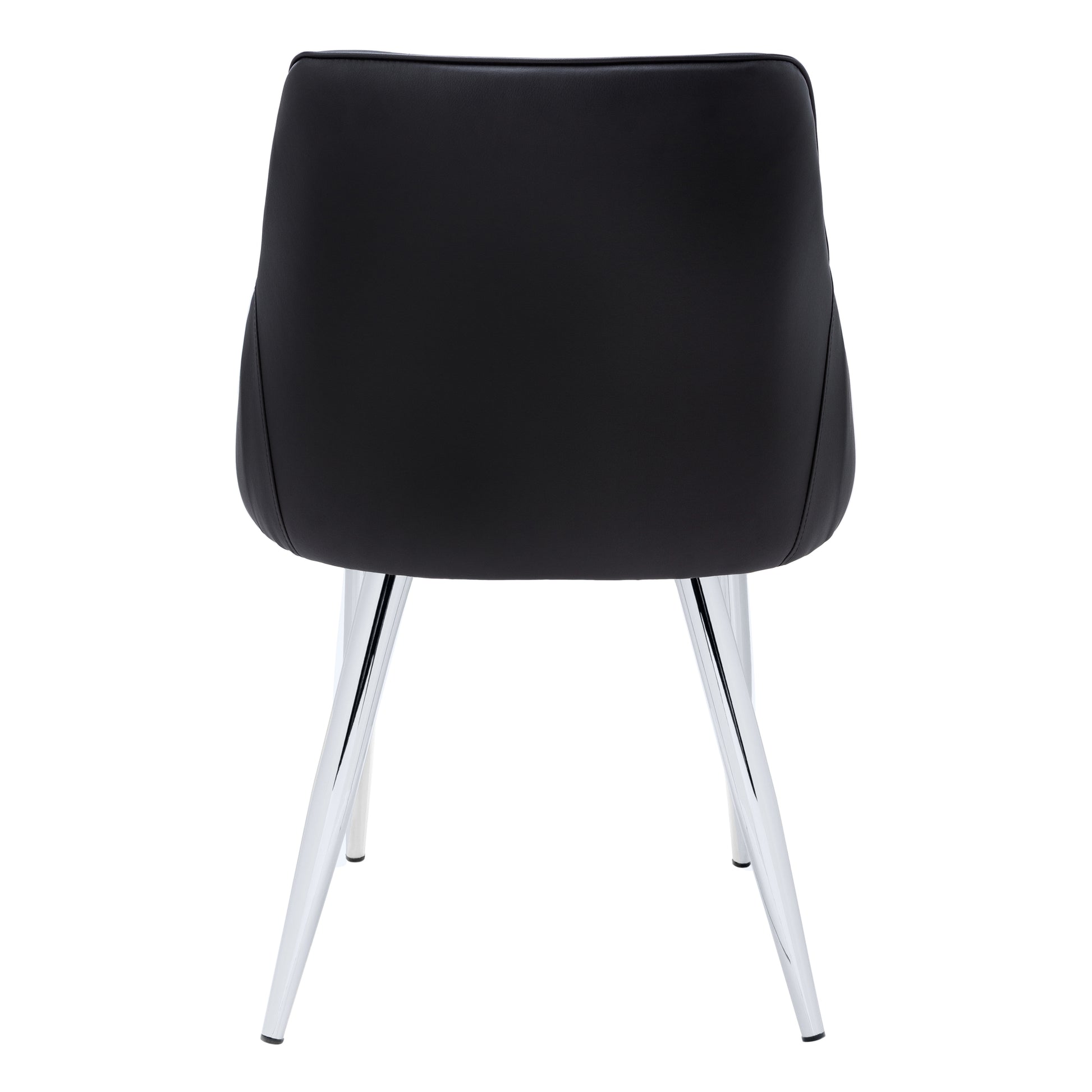Dining Chair, Set Of 2, Side, Upholstered, Kitchen, Dining Room, Black Leather Look, Chrome Metal, Contemporary, Modern Black Foam Faux Leather