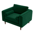 Amber Dark Green Velvet Lounge Chair Brown,Dark Green Brown Mid Century Modern Foam Solid Wood,Velvet