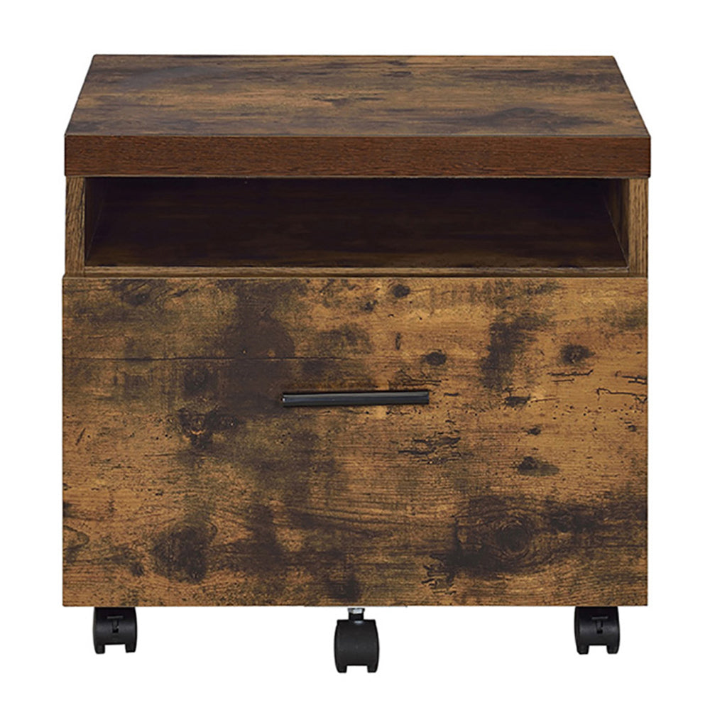 Weathered Oak And Black 1 Drawer File Cabinet Filing Cabinets 1 2 Drawers Black Brown Office Shelves Included Rustic Wood Metal