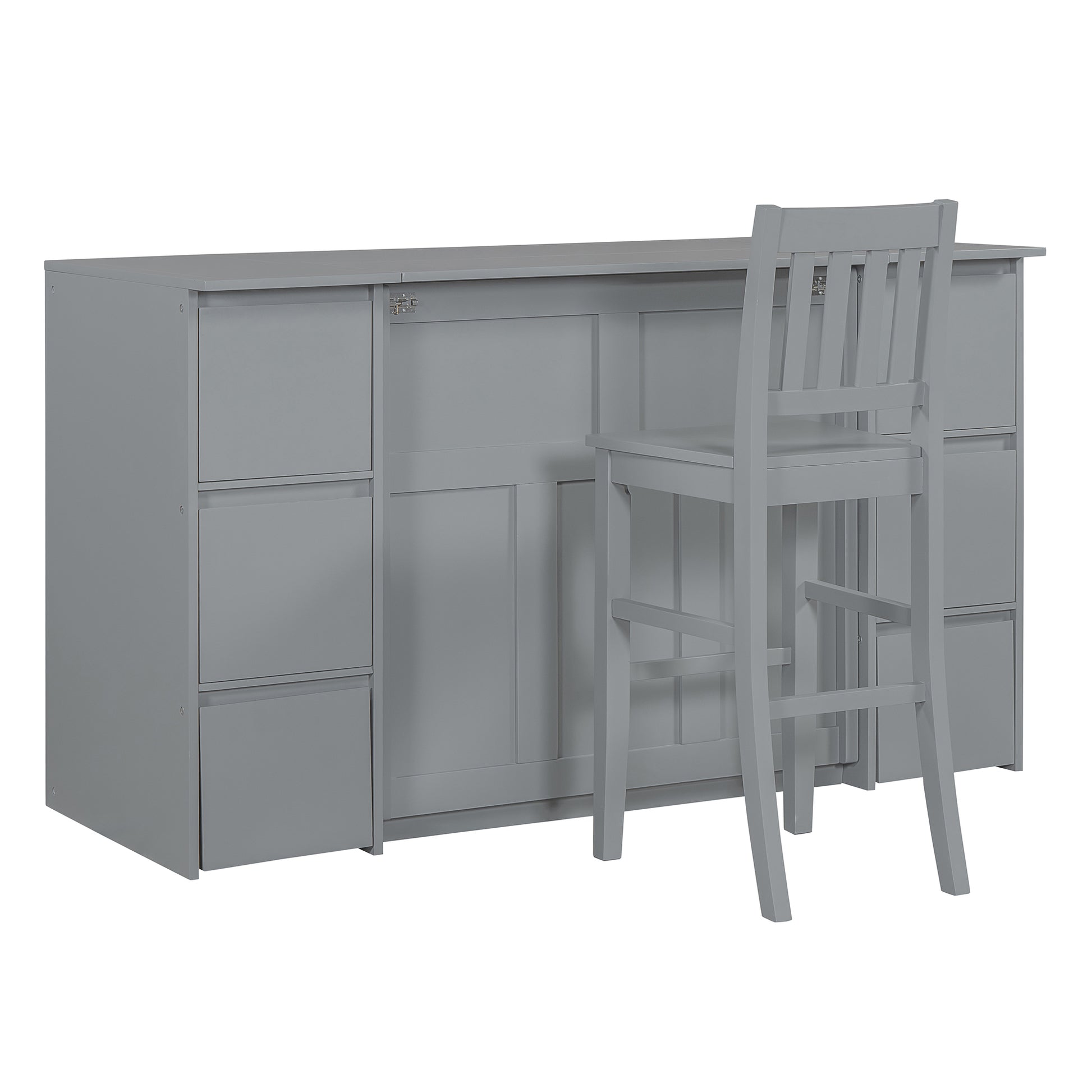 Twin Size Murphy Bed With Drawers, Cabinets And Usb Ports,Gray Twin Gray Mdf Lvl