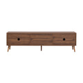 Mid Century Tv Stand With 2 Drawers, Media Console Table For Tvs Up To 80'', Entertainment Center With Storage For Living Room, Bedroom, Home Theatre Walnut Primary Living Space 70 79 Inches 70 79
