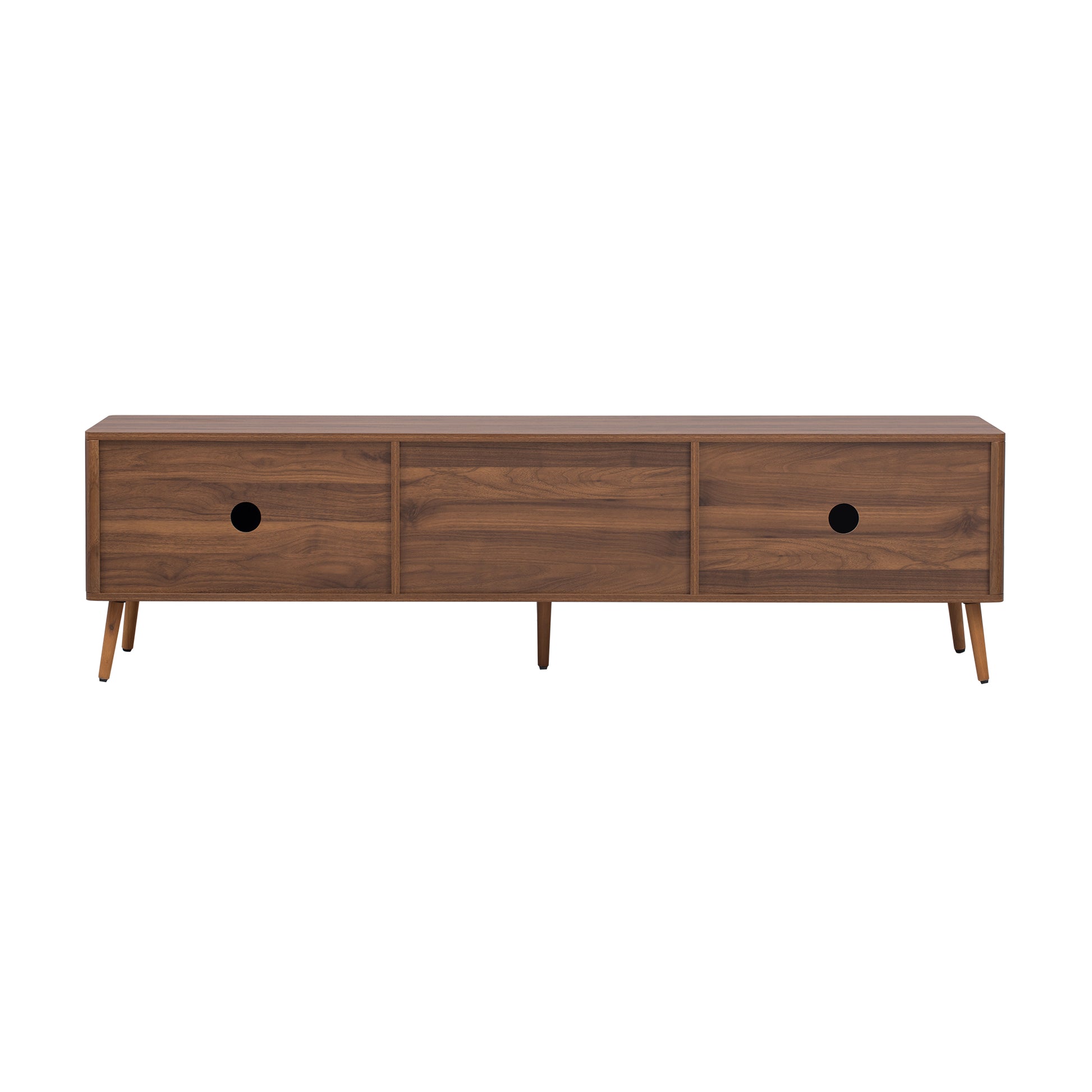 Mid Century Tv Stand With 2 Drawers, Media Console Table For Tvs Up To 80'', Entertainment Center With Storage For Living Room, Bedroom, Home Theatre Walnut Primary Living Space 70 79 Inches 70 79