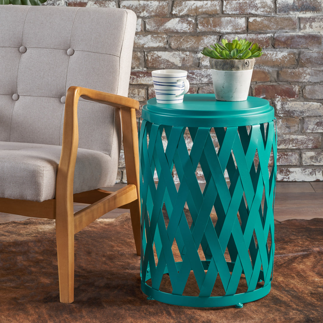 Selen 15 Side Table Teal Iron