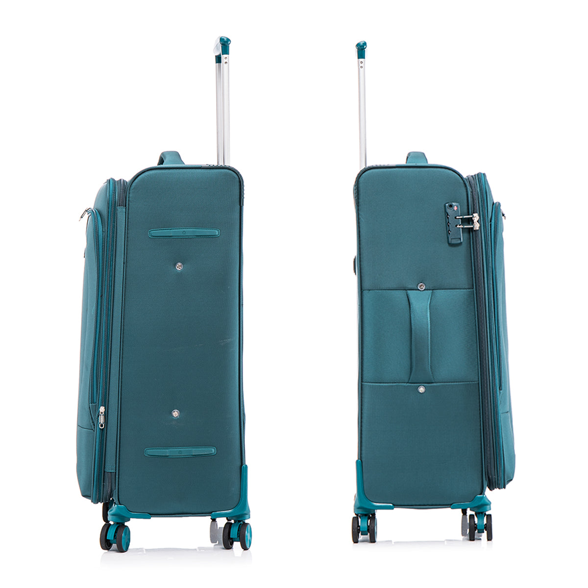 Four Piece Fabric Luggage Set, Expandable Suitcase For Travel, School And Business Trip 20 24 28 32In Dark Green Fabric