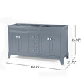 61'' Bathroom Vanity With Marble Top & Double Ceramic Sinks, 3 Drawers, 4 Doors, Gray Gray Plywood