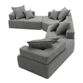 156''Oversized Modular U Shaped Sectional Sofa,Luxury Boucle Floor Couch Set,Convertible Sleeper Couch,Spacious Foam Filled Sofa Bed For Living Room,4 Pc Free Combination,2 Color Gray Boucle 6 Seat