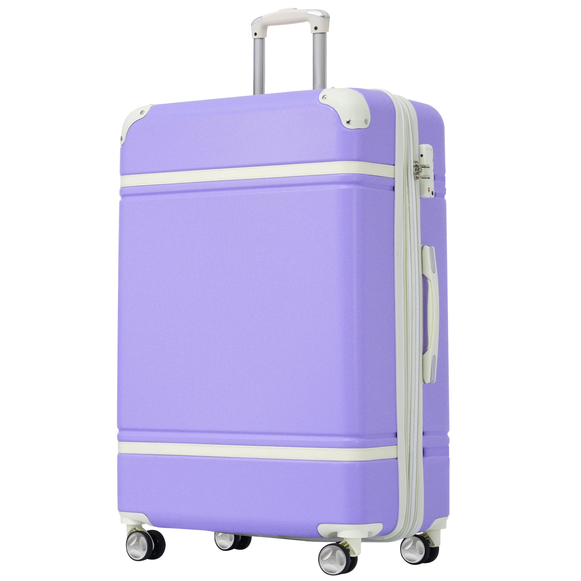 Hardshell Luggage Sets With Bags Lightweight Suitcase Double Spinner Wheels With Tsa Lock ,Single Vintage Luggage 28 In,Purple Purple Abs