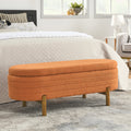 Ottoman Oval Storage Bench,Rubber Wood Leg,Orange 46.