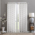 Diamond Sheer Window Curtain Panel Only 1 Pc Panel Off White Gray Polyester