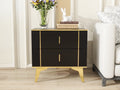 Two Fitted Two Drawer Card Gold Bar Headboards Black Wool