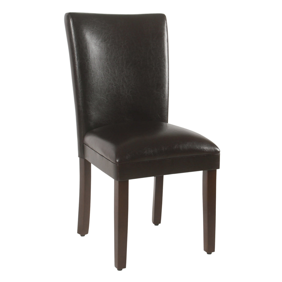 Upholstered Wooden Armless Parson Dining Chair, Brown, Set Of Two Brown Wood Fabric