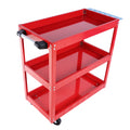 Tool Cart On Wheels, 3 Tier Rolling Mechanic Tool Cart, Heavy Duty Steel Utility Cart W Lockable Wheels, 450 Lbs Capacity Industrial Service Cart For Garage, Warehouse, Workshop Bright Red Red Abs Steel Q235